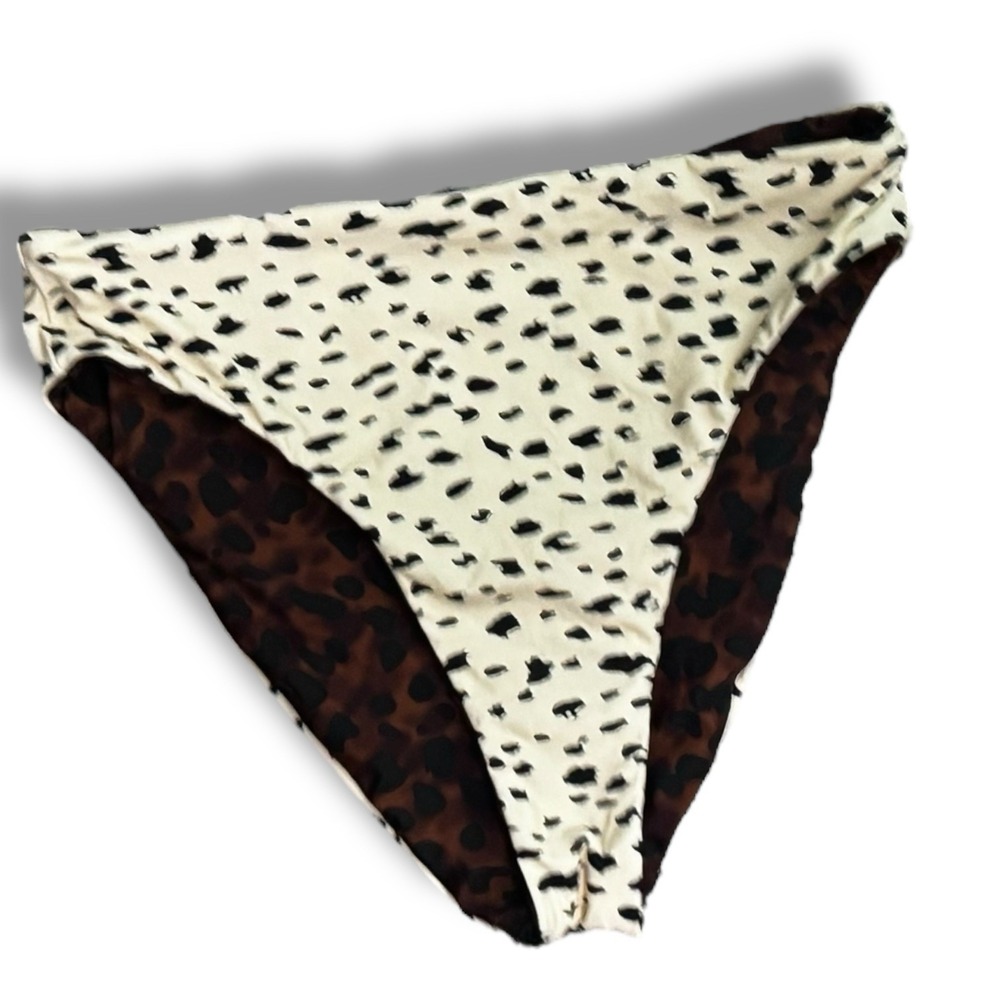 PilyQ NWT Reversible Animal Print Bikini swim Bottoms leopard SzLG swimsuit chic